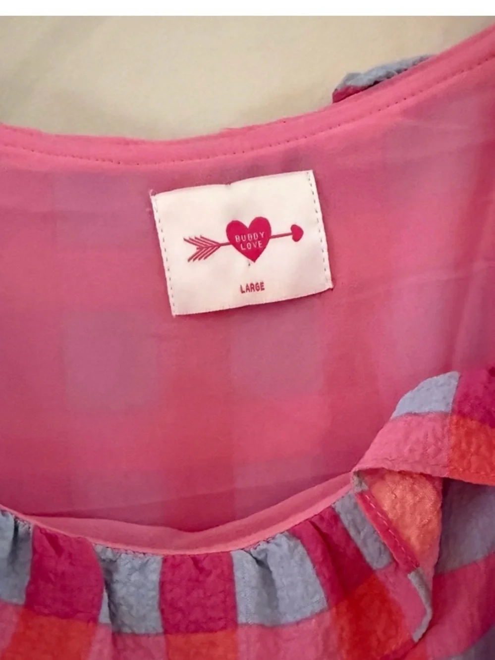 Buddy Love Pink and Blue  Gingham Ruffle Dress